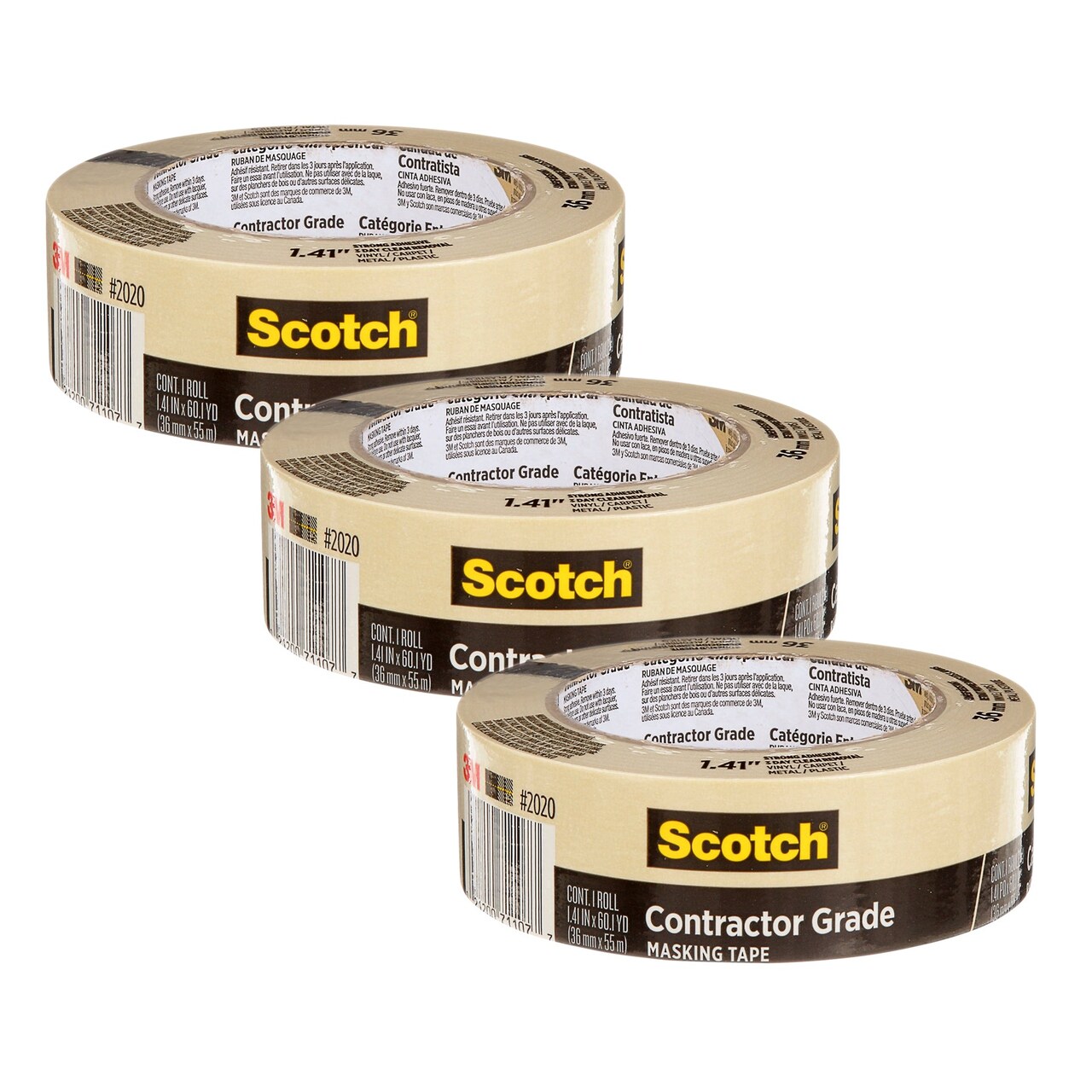 Contractor Grade Masking Tape 1.41 in x 60.1 yd 36mm x 55m